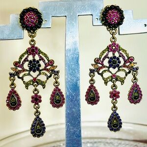 Heidi Daus Vintage chandelier clip on earrings in original box